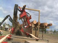 Twin-Cut sawmill demonstation of lumber outfeed